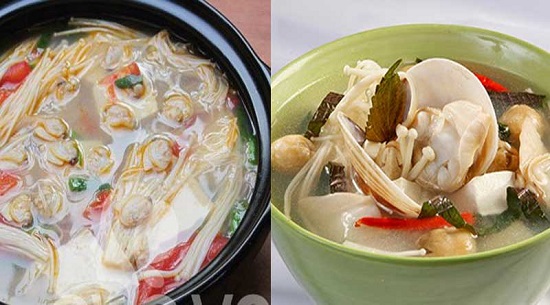 Canh ngao nấm kim châm bổ dưỡng và tăng cường sức khỏe tình dục