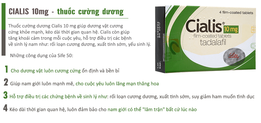Công dụng thuốc cường dương Cialis 10mg