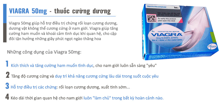 Công dụng thuốc cường dương Viagra 50mg