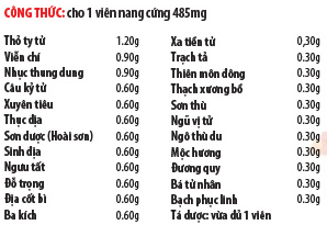 Thành phần cho 1 viên nang 485mg