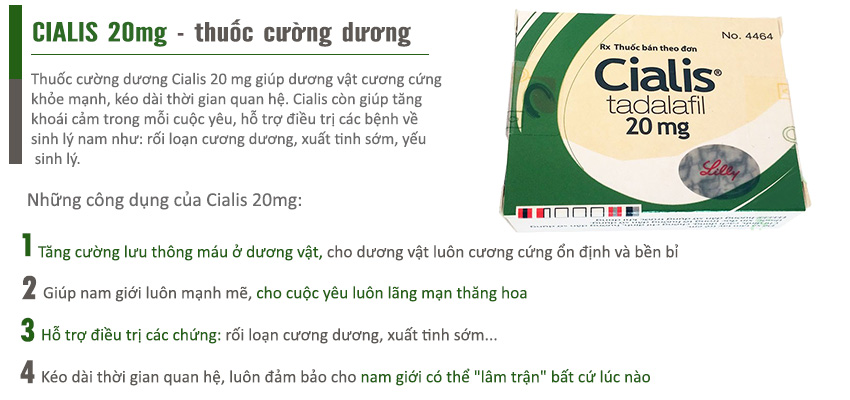 Công dụng thuốc cường dương Cialis 20mg