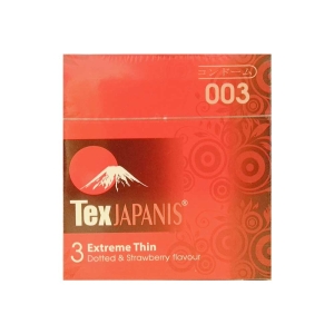 Bao cao su Texjapanis Dotted & Strawberry Flavour (3 cái) Bao cao su Texjapanis Dotted & Strawberry Flavour (3 cái)