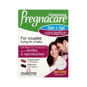 Tpbvsk tăng khả năng thụ thai Vitabiotics Pregnacare Him & Her Conception, Hộp 60 viên Tpbvsk tăng khả năng thụ thai Vitabiotics Pregnacare Him & Her Conception, Hộp 60 viên